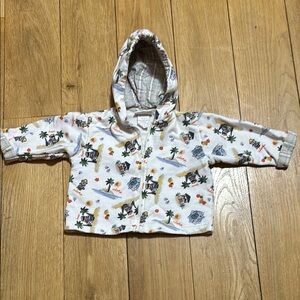 White Hooded Baby Hooded Sweatshirt with Tropical Print
